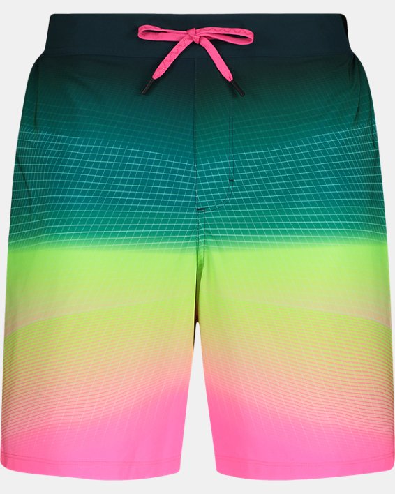 Men's UA Fractal Print Comfort Waist Swim Shorts, Green, pdpMainDesktop image number 3
